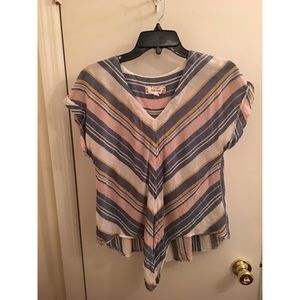 Pink Rose Linen Top w/ Knot